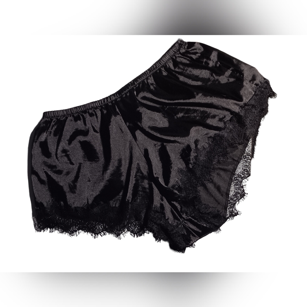 Black satin sleepwear shorts